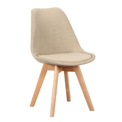 Αγόρασε Καρέκλα Τραπεζαρίας Ξύλινη 4τμχ Billy Beige Ύφασμα 49x55x83εκ. σε μοναδική τιμή στο clickforshop.gr