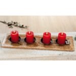 Κηροπήγιο ArteLibre Βάση 4θέσιο Φυσικό/Μαύρο Μέταλλο/Ξύλο 15x46x2cm - Image 2