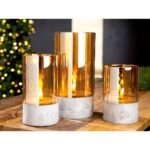 Θήκη Ρεσώ ArteLibre Με LED Φλόγα Καφέ Γυαλί 15cm - Image 2