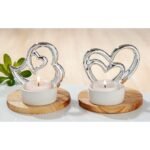 Θήκη Ρεσώ ArteLibre Σε Βάση Με Καρδιές Ασημί/Καφέ Πορσελάνη/Ξύλο 8.5cm Σε 2 Σχέδια - Image 2