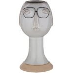 Βρες το Κασπώ ArteLibre Πρόσωπο Με Γυαλιά Γκρι Πορσελάνη 12x11.5x23.5cm σε μοναδική τιμή στο clickforshop.gr