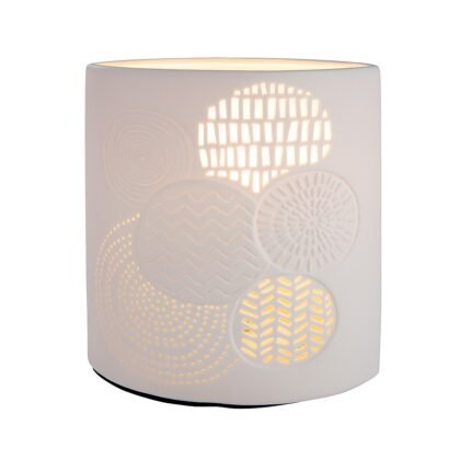 Βρες το Λάμπα Επιτραπέζια ArteLibre Εκλειπτική Με Διακόσμηση Κύκλοι Λευκό Πορσελάνη 10x17x20cm σε μοναδική τιμή στο clickforshop.gr