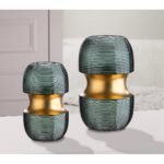 Βάζο ArteLibre Τιρκουάζ/Χρυσό Γυαλί 11x11x18cm - Image 2