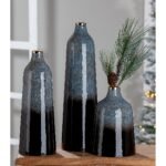 Βάζο ArteLibre Κωνικό Μαύρο/Γκρι Μέταλλο 25cm - Image 2