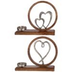 Βρες το Θήκη Ρεσώ ArteLibre Με Καρδιές Σε Βάση Ασημί/Καφέ Αλουμίνιο/Ξύλο 8x36x26cm Σε 2 Σχέδια σε μοναδική τιμή στο clickforshop.gr