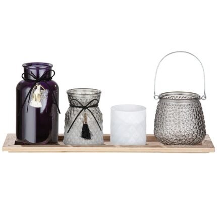 Βρες το Σετ Φανάρι/Βάζο ArteLibre Πολύχρωμο Γυαλί 15x40x18cm Σετ 4Τμχ σε μοναδική τιμή στο clickforshop.gr