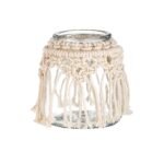 Θήκη Ρεσώ ArteLibre Με Διακόσμηση Μακραμέ Διάφανο/Μπεζ Γυαλί 12x12x13cm - Image 2