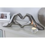 Διακοσμητικό ArteLibre Χέρια Σχηματίζουν Καρδιά Ασημί Κεραμικό 10x45x15cm - Image 2