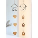 Διακοσμητικό Κρεμαστό ArteLibre Σπιτάκι Ασημί/Φυσικό Αλουμίνιο/Ξύλο 1x12.5x90cm Σε 2 Σχέδια - Image 2