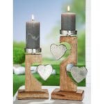 Θήκη Ρεσώ ArteLibre Καρδιές Φυσικό/Ασημί Ξύλο/Αλουμίνιο 8x15x20cm - Image 2