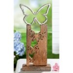 Διακοσμητικό ArteLibre Πεταλούδα Σε Βάση Ασημί/Καφέ Ξύλο/Αλουμίνιο 7.5x19x40.5cm - Image 2