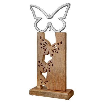 Βρες το Διακοσμητικό ArteLibre Πεταλούδα Σε Βάση Ασημί/Καφέ Ξύλο/Αλουμίνιο 7.5x19x40.5cm σε μοναδική τιμή στο clickforshop.gr