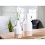 Βάζο ArteLibre Λευκό/Φυσικό Πορσελάνη/Ξύλο 8x8.5x16.5cm - Image 2