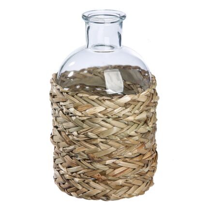 Βρες το Βάζο ArteLibre Μπουκάλι Διάφανο/Φυσικό Γυαλί/Ψάθα 19.5cm σε μοναδική τιμή στο clickforshop.gr