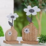 Διακοσμητικό ArteLibre Λουλούδι Σε Βάζο ArteLibre Φυσικό MDF/Ύφασμα 6x9x21cm - Image 2