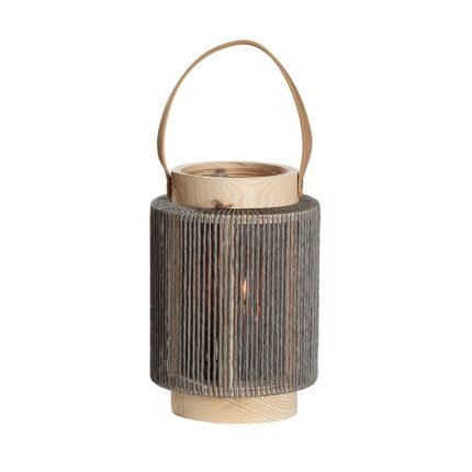 Βρες το Φανάρι Κυλινδρικό Με Χερούλι Φυσικό/Γκρι Ξύλο/Γυαλί 23cm σε μοναδική τιμή στο clickforshop.gr