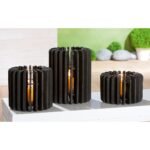 Κηροπήγιο ArteLibre Μαύρο/Διάφανο Ξύλο/Γυαλί 18cm - Image 2