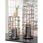 Φανάρι ArteLibre Σαμπανί/Διάφανο Μέταλλο/Γυαλί 31.5cm - Image 2