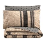 Σετ παπλωματοθήκη Arlo Cotton Box 3 τμχ Μονή (160x220) χρώμα καφέ - γκρι - Image 3