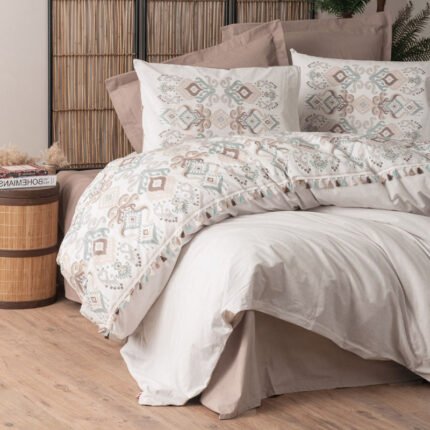 Βρες το Σετ παπλωματοθήκη Asilo Cotton Box 4 τμχ Διπλή (200x220) χρώμα καφέ - λευκό σε μοναδική τιμή στο clickforshop.gr