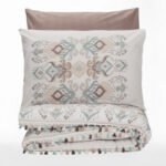 Σετ παπλωματοθήκη Asilo Cotton Box 4 τμχ Διπλή (200x220) χρώμα καφέ - λευκό - Image 4