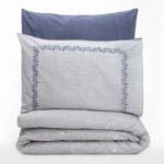 Σετ παπλωματοθήκη Nitsa Cotton Box 3 τμχ Μονή (160x220) χρώμα σκούρο μπλε - γκρι - Image 3