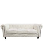 Καναπές Τριθέσιος ArteLibre AVERY Λευκό PU 208x90x73cm - Image 2