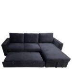 Καναπές Κρεβάτι Γωνιακός ArteLibre MATINEE Αναστρέψιμος Μαύρο Ύφασμα 220x155x81cm - Image 2