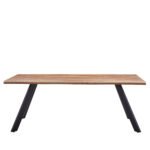 Τραπέζι Τραπεζαρίας ArteLibre AOSA Honey Maple/Μαύρο MDF/Μέταλλο 200x100x76cm - Image 2