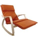 Πολυθρόνα Κουνιστή ArteLibre LUNDRA Πορτοκαλί/Φυσικό Ύφασμα/Ξύλο 67x127x91cm - Image 2