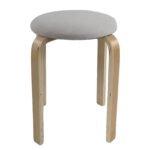 Σκαμπό ArteLibre MILOA Mπεζ/Φυσικό Ύφασμα/Ξύλο 42x42x45cm - Image 2