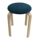 Σκαμπό ArteLibre MILOA Μπλε/Φυσικό Ύφασμα/Ξύλο 42x42x45cm - Image 2