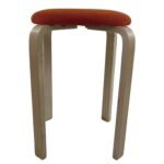 Σκαμπό ArteLibre MILOA Πορτοκαλί/Φυσικό Ύφασμα/Ξύλο 42x42x45cm - Image 2