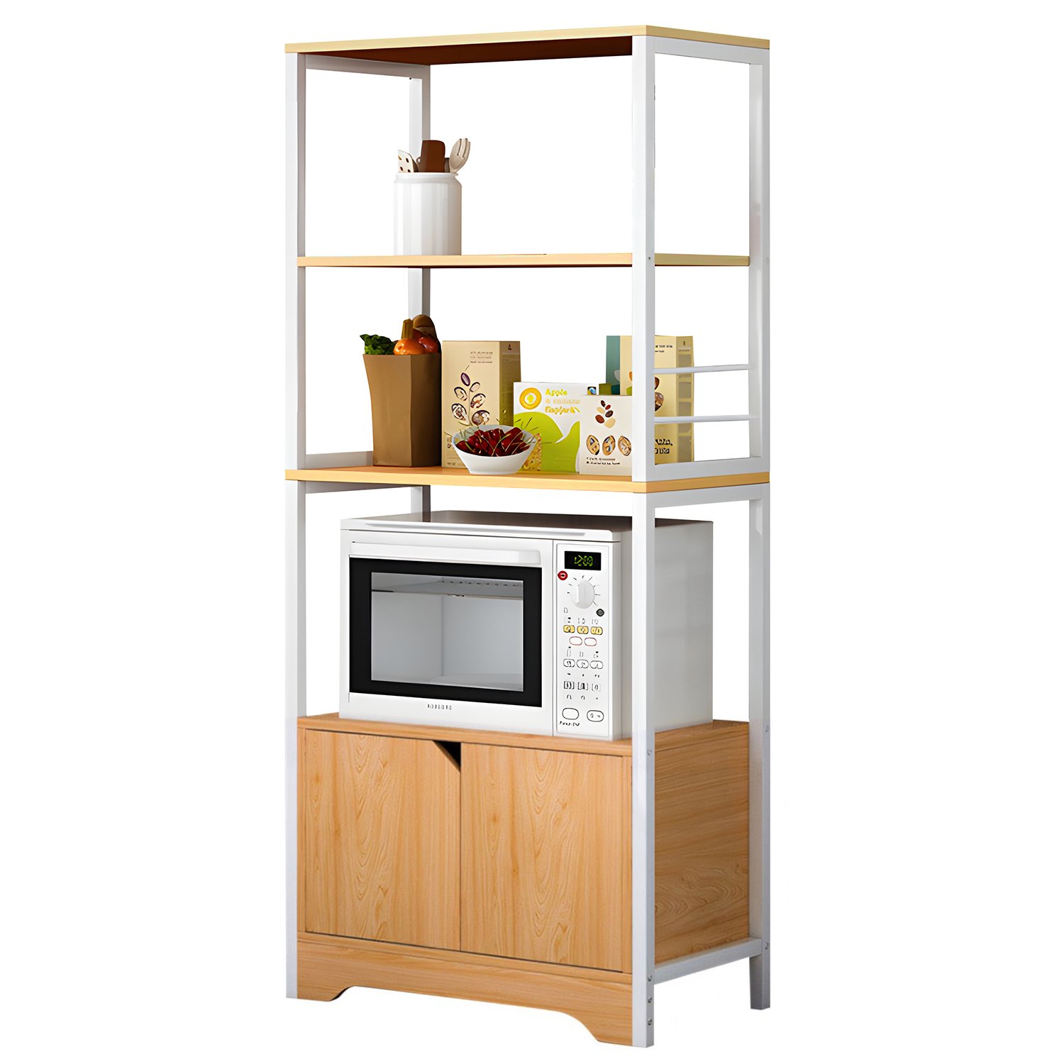 Ραφιέρα Κουζίνας ArteLibre CARIBOU Δρυς/Λευκό MDF/Μέταλλο 60x30x120cm Βρες το Ραφιέρα Κουζίνας ArteLibre CARIBOU Δρυς/Λευκό MDF/Μέταλλο 60x30x120cm σε μοναδική τιμή στο clickforshop.gr