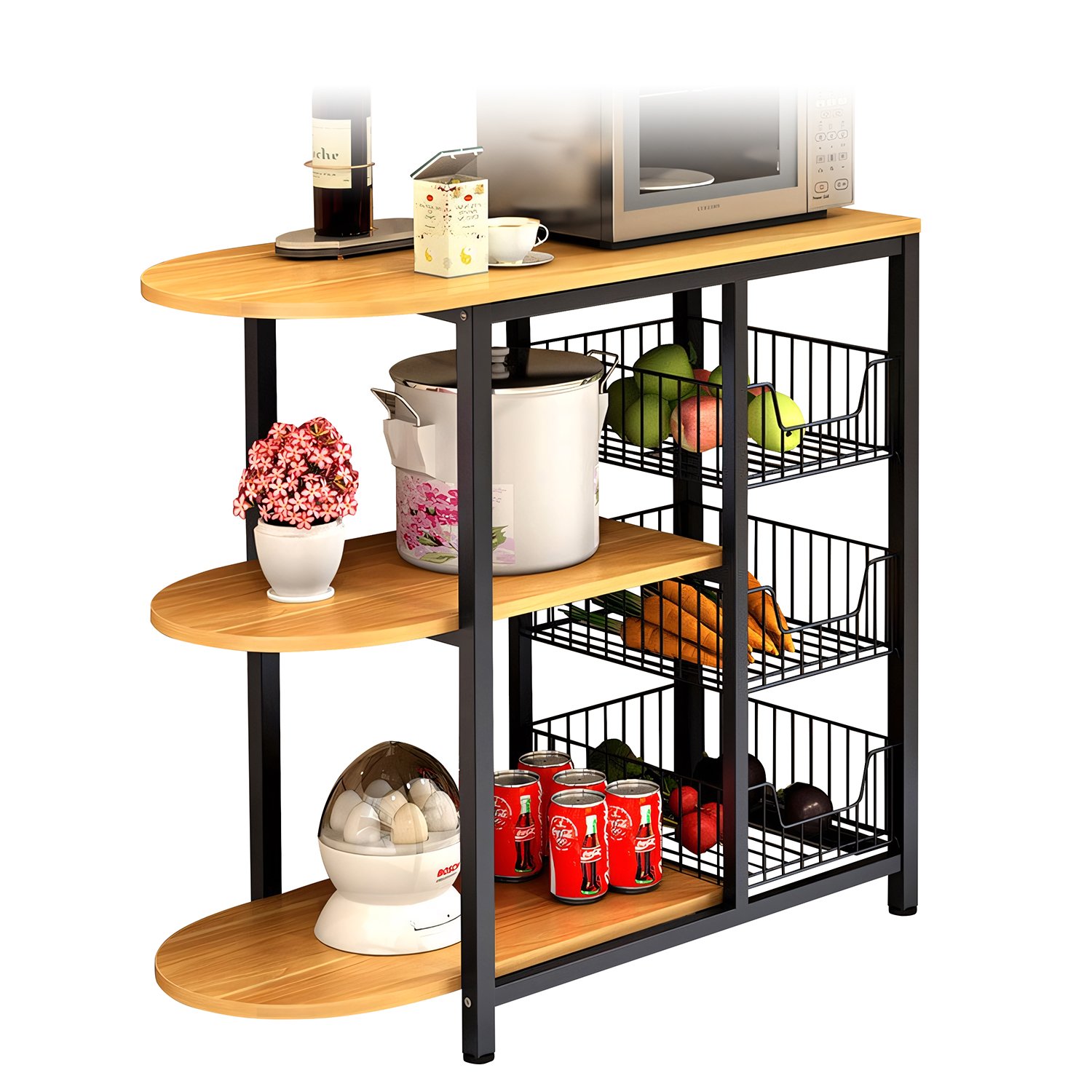 Ραφιέρα Κουζίνας ArteLibre LOPOTA Δρυς/Μαύρο MDF/Μέταλλο 80x33x75cm Βρες το Ραφιέρα Κουζίνας ArteLibre LOPOTA Δρυς/Μαύρο MDF/Μέταλλο 80x33x75cm σε μοναδική τιμή στο clickforshop.gr