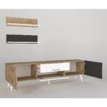 Σύνθετο ArteLibre OREGON Sapphire/Ανθρακί/Μπεζ Μοριοσανίδα 160x32x45cm - Image 2