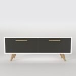 Έπιπλο Τηλεόρασης ArteLibre SCHIZA Λευκό/Ανθρακί Μοριοσανίδα/Μελαμίνη 120x30x45cm - Image 2