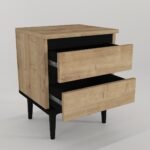 Κομοδίνο ArteLibre ABBOT Φυσικό/Μαύρο Μοριοσανίδα/Μελαμίνη 40x35x50.6cm - Image 2