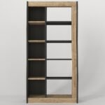 Βιβλιοθήκη ArteLibre ARAI Φυσικό/Ανθρακί Μοριοσανίδα/Μελαμίνη 75x25x148cm - Image 2