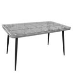Βρες το Τραπέζι Κήπου ArteLibre QUITO Γκρι/Μαύρο Μέταλλο/Rattan/Γυαλί 160x90x78cm σε μοναδική τιμή στο clickforshop.gr