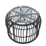 Τραπεζάκι Κήπου ArteLibre ALBIUS Μαύρο Rattan/Μέταλλο/Γυαλί Φ50x35cm - Image 2