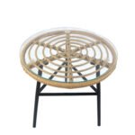 Τραπέζι Κήπου ArteLibre ARELLIUS Φυσικό/Μαύρο Μέταλλο/Rattan/Γυαλί 45x45x46cm - Image 2