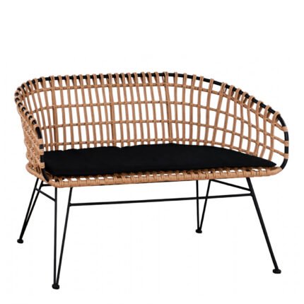 Βρες το Καναπές Κήπου ArteLibre ARVENIUS Φυσικό/Μαύρο Rattan 124x57x77cm σε μοναδική τιμή στο clickforshop.gr