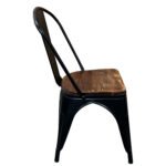 Καρέκλα ArteLibre Βιομηχανικού Τύπου Vintage TOLIKO II Μαύρο Ματ/Καφέ Μέταλλο/Ξύλο 45x53x85cm - Image 2