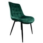 Καρέκλα Τραπεζαρίας ArteLibre BRISA Πράσινο/Μαύρο Βελούδο/Μέταλλο 53x60x85cm - Image 2