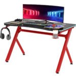 Γραφείο Gaming ArteLibre KENOBI RGB Μαύρο/Κόκκινο Ξύλο/Μέταλλο 120x65x75cm - Image 2