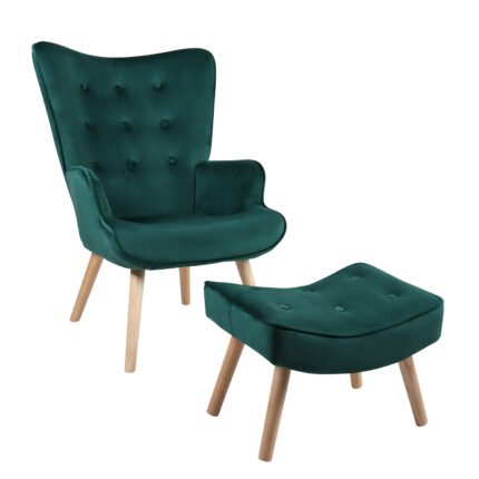 Βρες το Πολυθρόνα Μπερζέρα Με Υποπόδιο ArteLibre ANIDORI Πράσινο Βελούδο/Ξύλο 73x69x96cm σε μοναδική τιμή στο clickforshop.gr