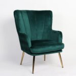 Πολυθρόνα ArteLibre KOLDENREE Πράσινο Βελούδο/Μέταλλο/Ξύλο 74x72x91cm - Image 2