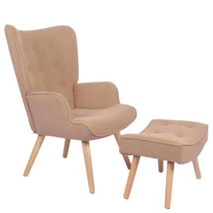 Βρες το Πολυθρόνα Μπερζέρα Με Υποπόδιο ArteLibre ANIDORI Ανοιχτό Καφέ Ύφασμα/Ξύλο 73x69x96cm σε μοναδική τιμή στο clickforshop.gr