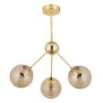 Φωτιστικό Κρεμαστό ArteLibre MEY Τρίφωτο Χρυσό/Μελί Μέταλλο/Γυαλί 54x60cm - Image 2